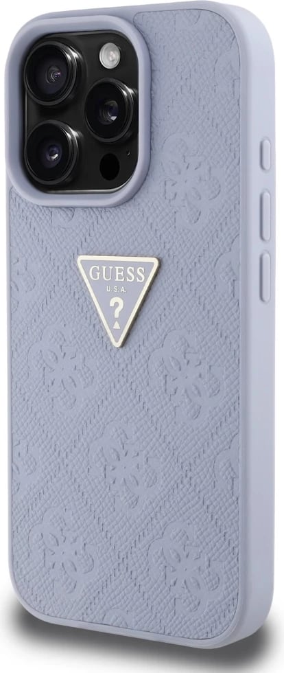 Mbështjellës Guess Hot Stamp 4G Pattern Triangle Metal Logo për iPhone 16 Pro Max, Vjollcë Mbështjellës Guess Hot Stamp 4G Pattern Triangle Metal Logo për iPhone 16 Pro Max, Vjollcë