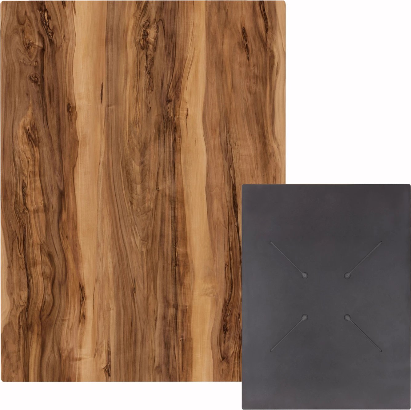 Sipërfaqe tavoline HPL, drejtkëndëshe, ngjyrë Indian Shesham, 60x80cm, set prej 2 copash