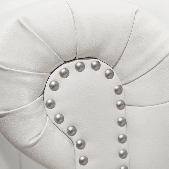 Divan 2 vendësh Chesterfield tipi FH3010.02 Lëkurë sintetike e bardhë mat 155x90x73 cm