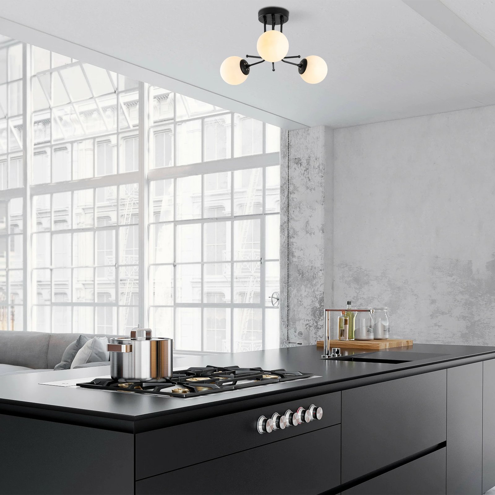 Llambë tavani Opviq Daisy-147-AV3, ngjyrë e zezë