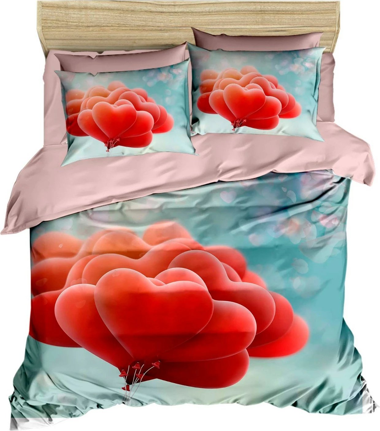 Set mbulesë për jorgan King, L'essentiel, 211, ngjyrë e kuqe/blu/rozë