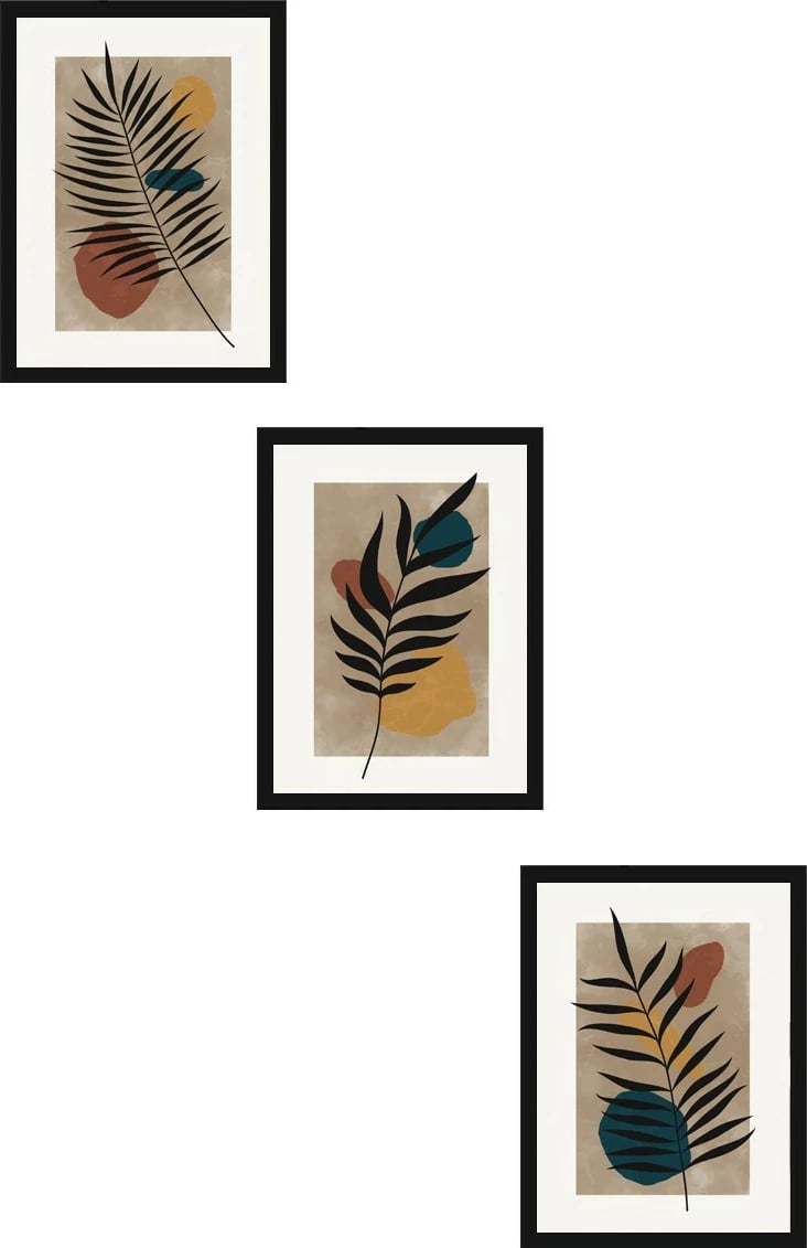 Pikturë dekorative me kornizë MDF (3 copë), Wallity, Huhu483S, 50x35cm