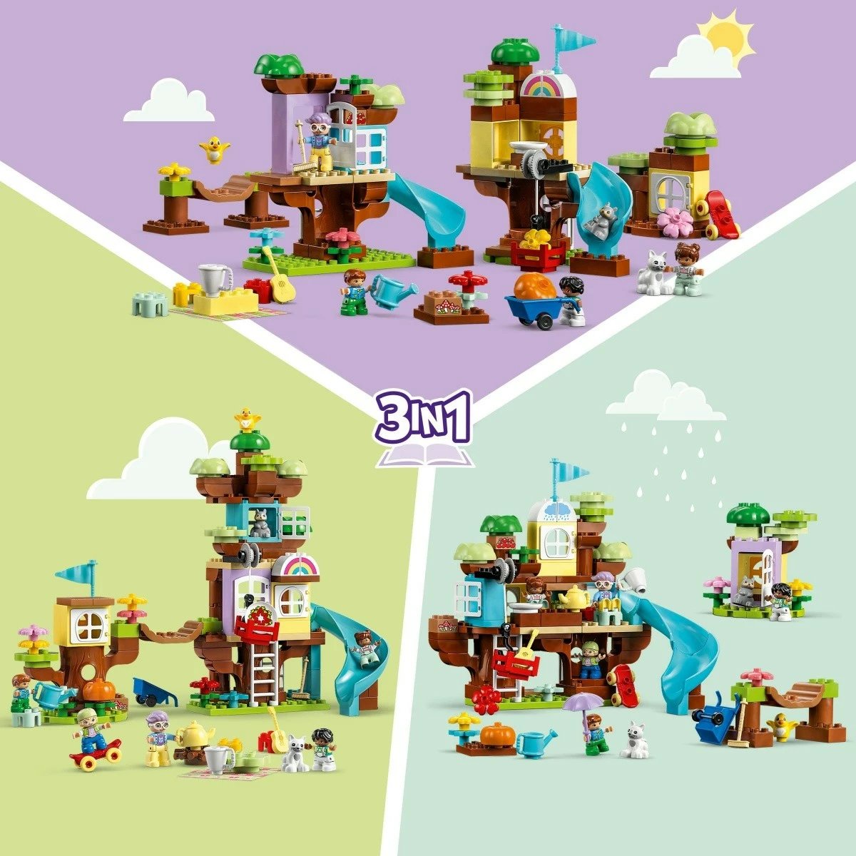 Set lodrash LEGO DUPLO Tree House 3 in 1, 126 pjesë, për fëmijë, shumëngjyrëshe