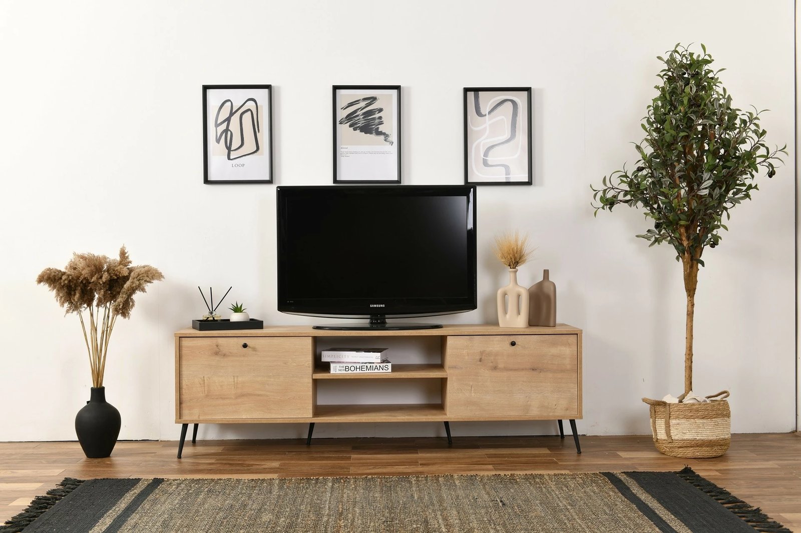 Komodë TV Skye Decor, Calvin, ngjyrë lisi, 180