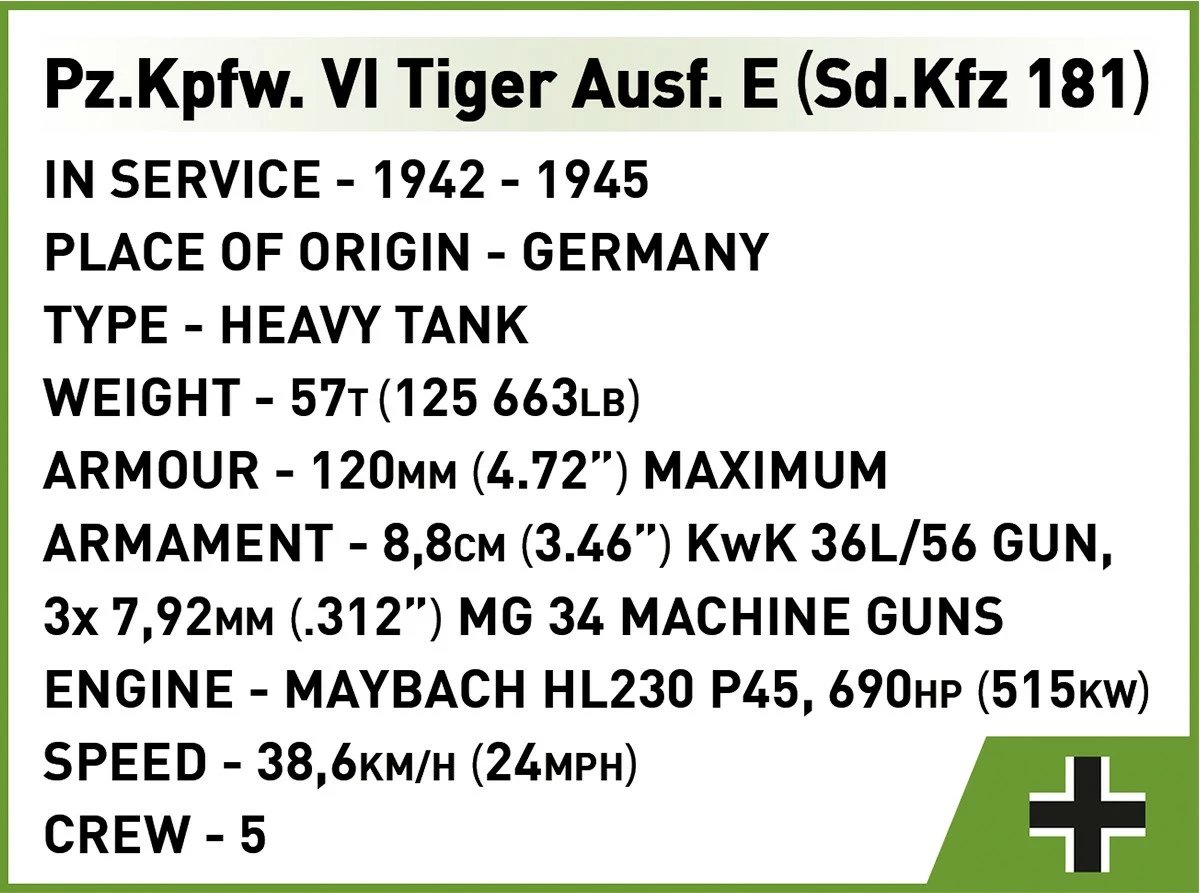 Set ndërtimi Cobi Pz.Kpfw. VI Tiger Ausf. E, 870 pjesë, me 2 figurina