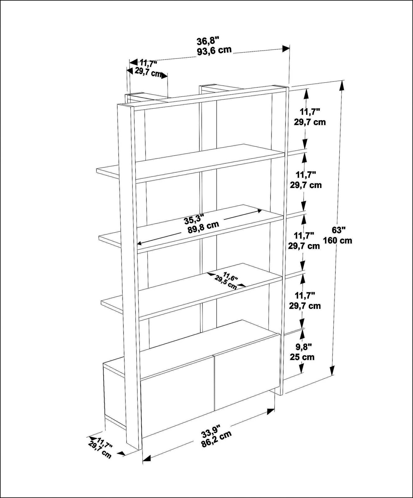 Raft librash Hanah Home, Elena, i bardhë