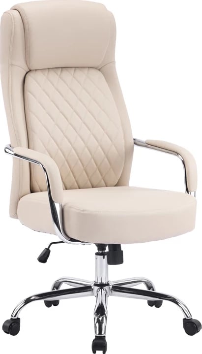 Karrige menaxheri për zyre Rianda, ngjyrë bezhë, PU, 70x64x116-124cm