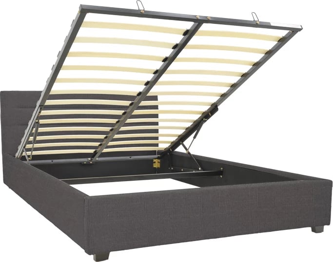 Krevat Molito me hapësirë për depo, ngjyrë gri e errët, 160x200cm