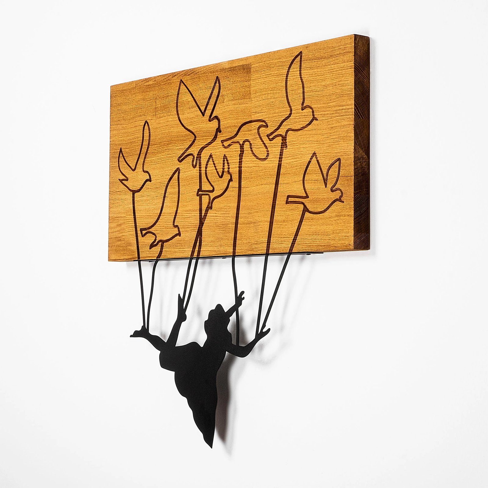 Aksesor dekorativ për mur, dru dhe metal, Wallity MA-310, ngjyrë arre/zezë, 58x60cm