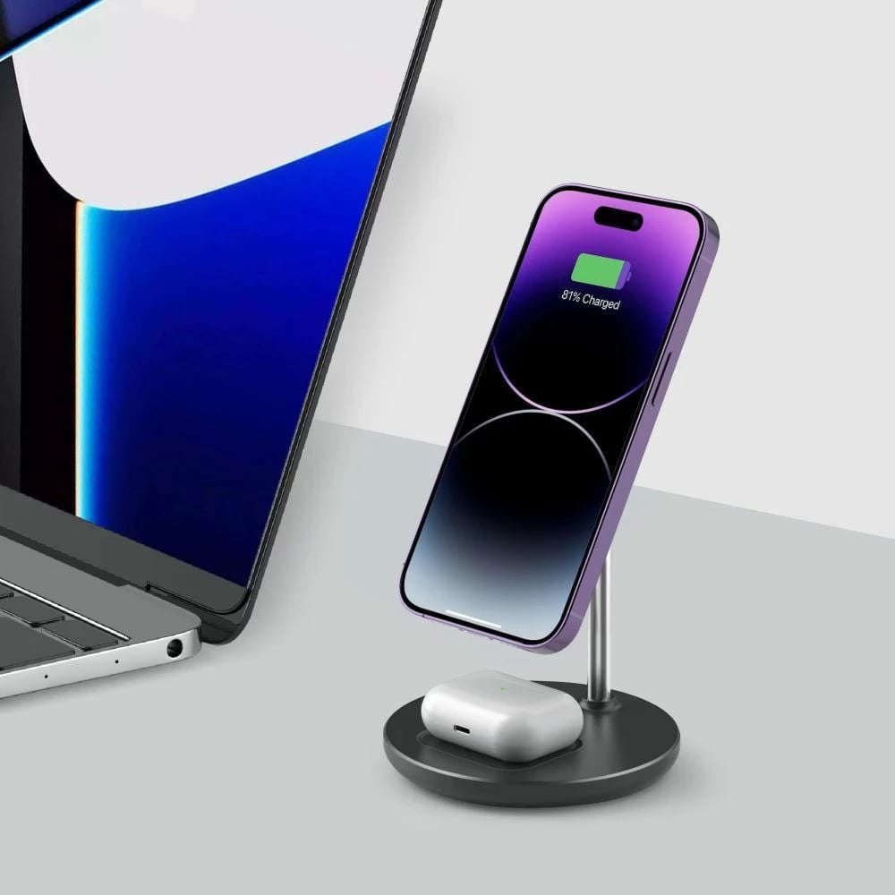 Stacion karikimi 2-në-1 Tech-Protect QI15W-A39, MagSafe, i zi