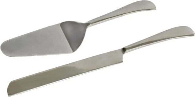Set për servim ëmbëlsirash, 2 copë, çelik, argjend, 30x6x2cm