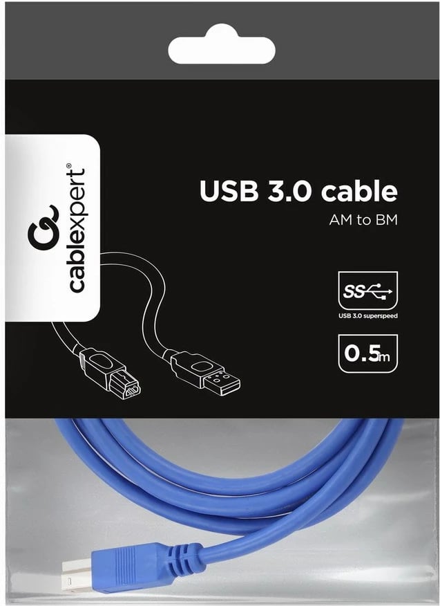 Kabllo USB Gembird CCP-USB3-AMBM-6, 1.83 m, USB A në USB B, Blu