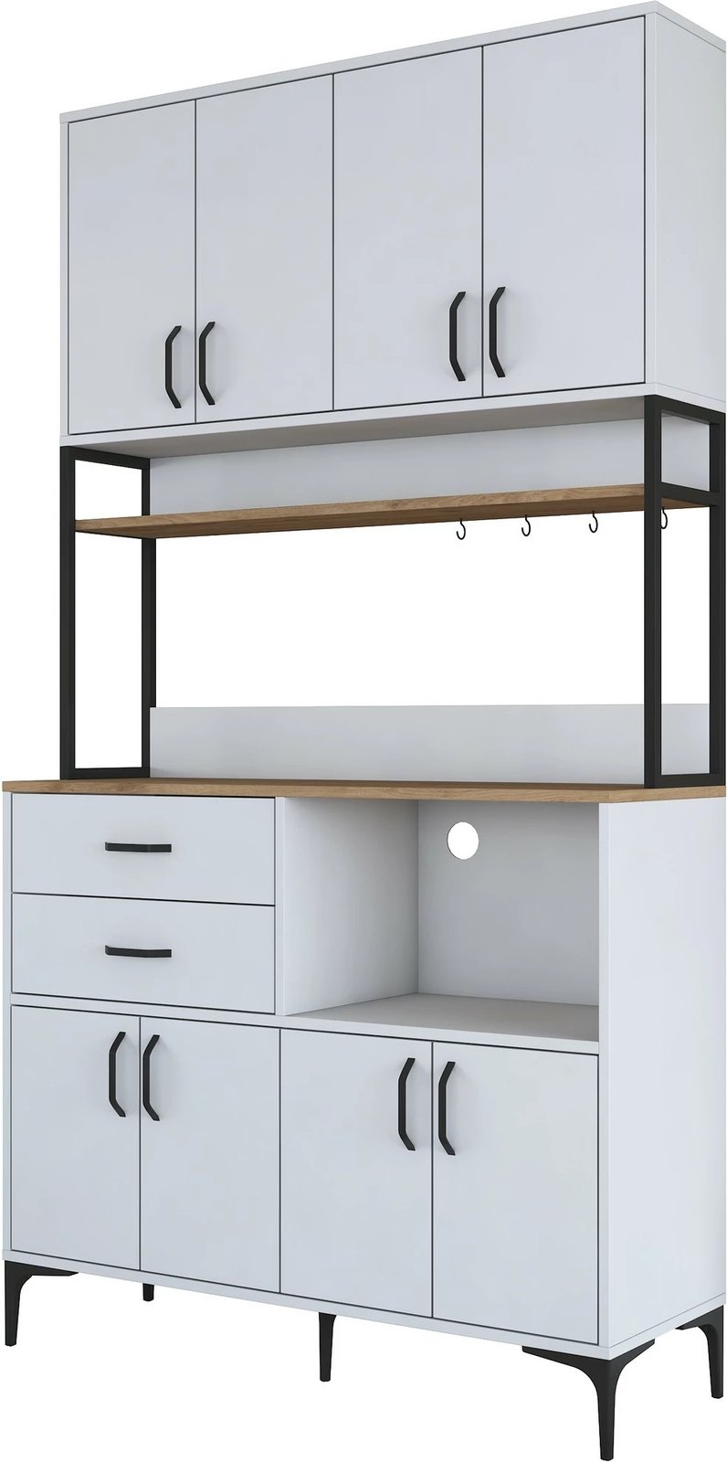 Dollap shumëfunksional, ngjyrë arre dhe e bardhë, Skye Decor, JE180 - 3403