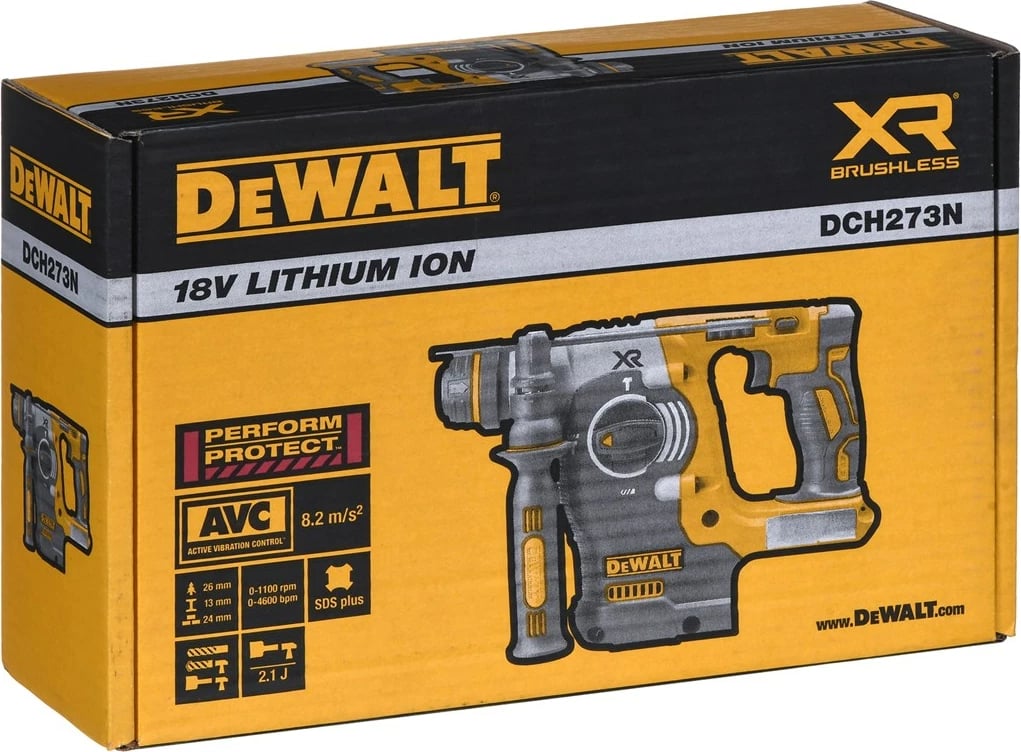 Çekiç rrotullues DeWalt DCH273N-XJ, 2.5 kg, Verdhë