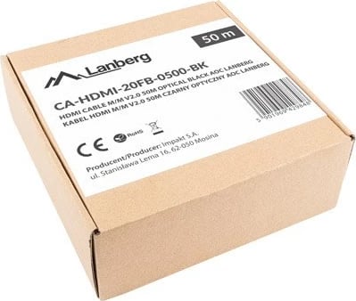 Kabllo optike HDMI Lanberg CA-HDMI-20FB-0500-BK, 50m v2.0 4K AOC, e zezë