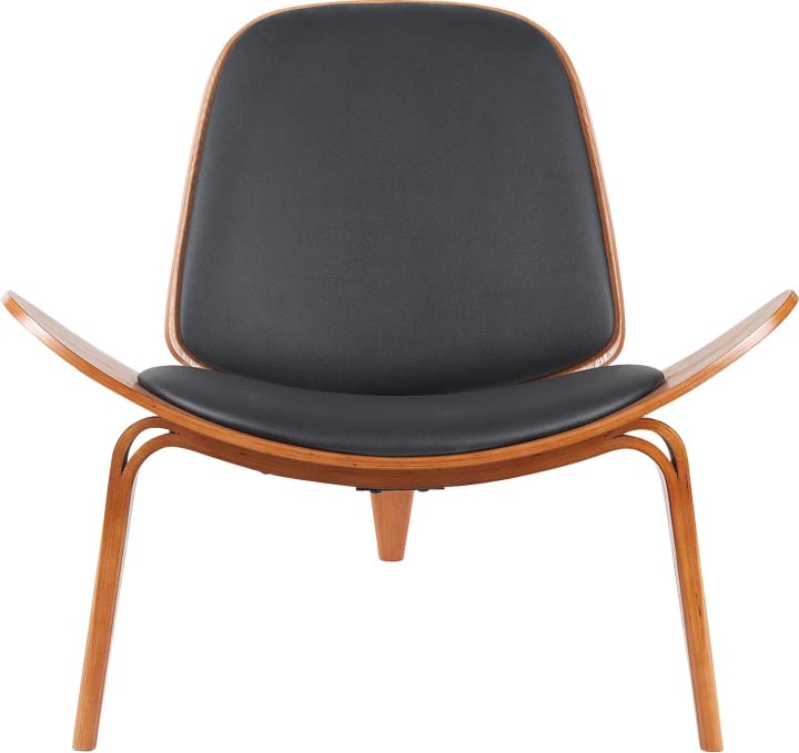 Fotelje Vilma, lëkurë sintetike e zezë, dru i arrës, 90x76.5x74.5cm