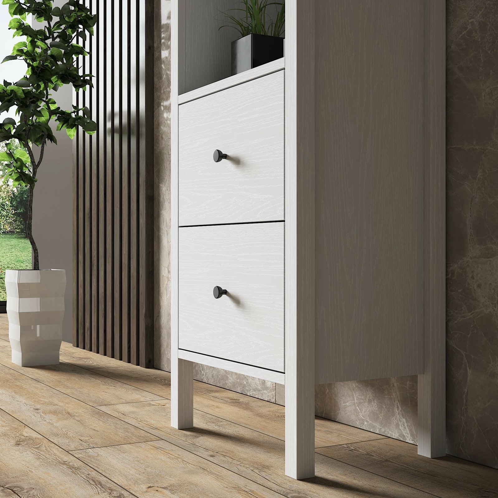 Raft librash Hanah Home, druri dhe i bardhë, FRN-10034