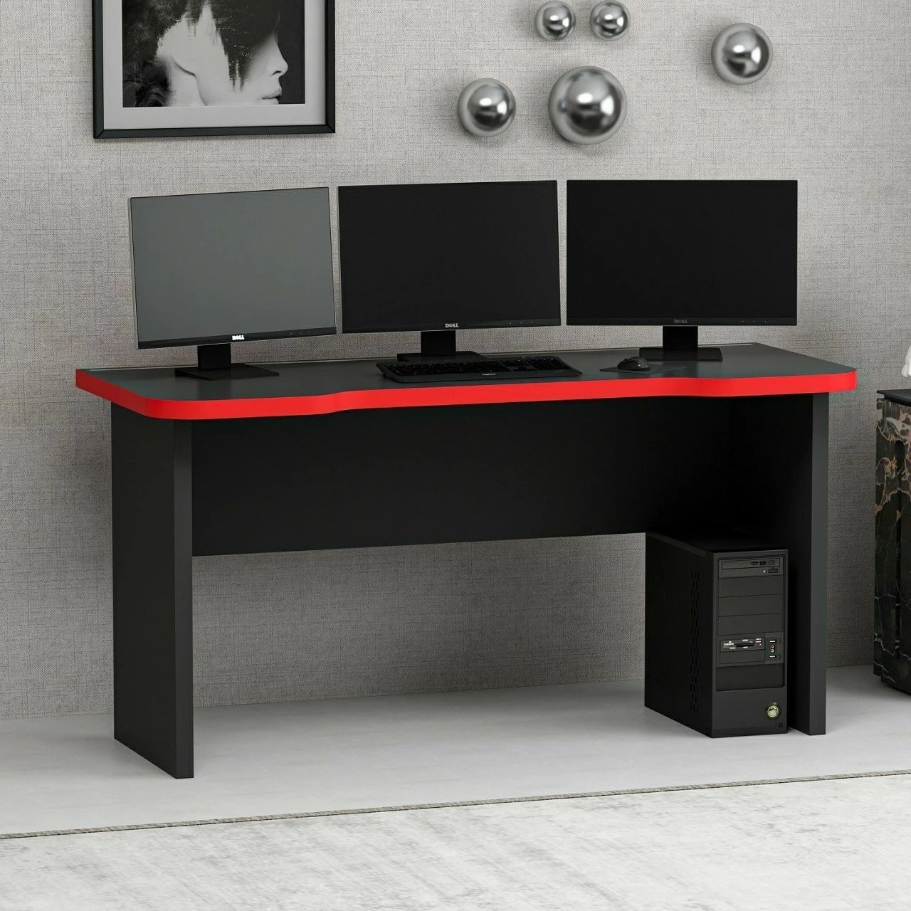 Tavolinë gaming Skye Decor, Phoenix 1, e zezë, e kuqe