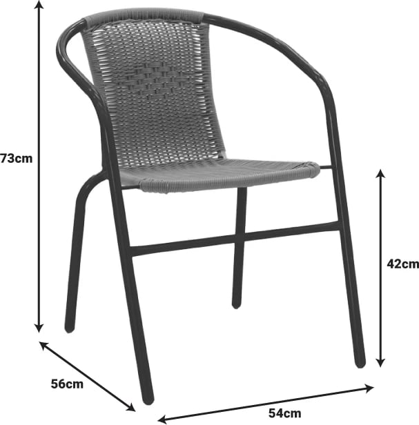 Tavolinë me karrige për terasë Vergo-Obbi, metal i zi, Φ60x70cm