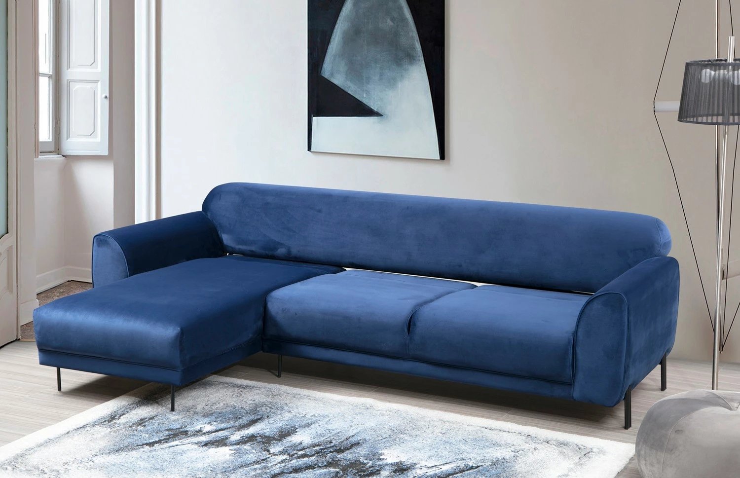 Kënd divan-krevat Atelier del Sofa, kënd majtas, ngjyrë blu e errët (Chl-3R)