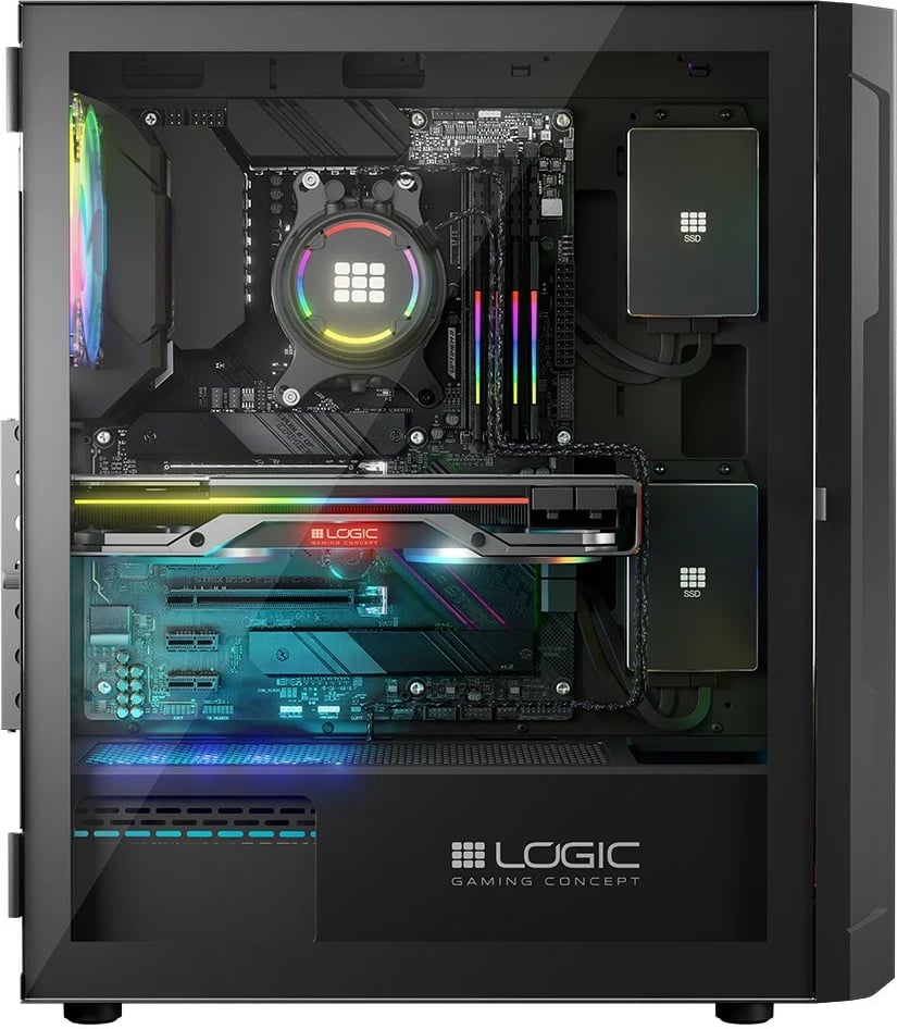 Kasë Logic Concept Aramis ARGB Midi Tower, ATX, e zezë Kasë Logic Concept Aramis ARGB Midi Tower, ATX, e zezë
