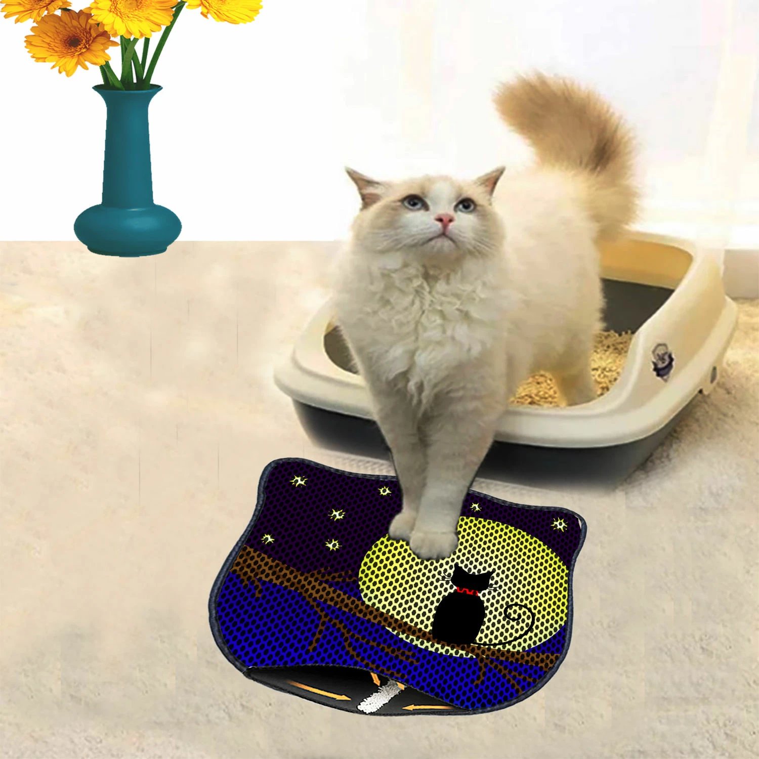 Tapet për rërë mace, shumëngjyrësh, Paws & Whiskers, Kdkafa0126, 40x50cm