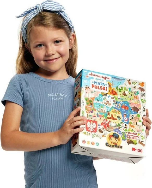 Puzzle edukativ CzuCzu, Mapa e Polonisë, 100 pjesë, me poster, 48x68cm