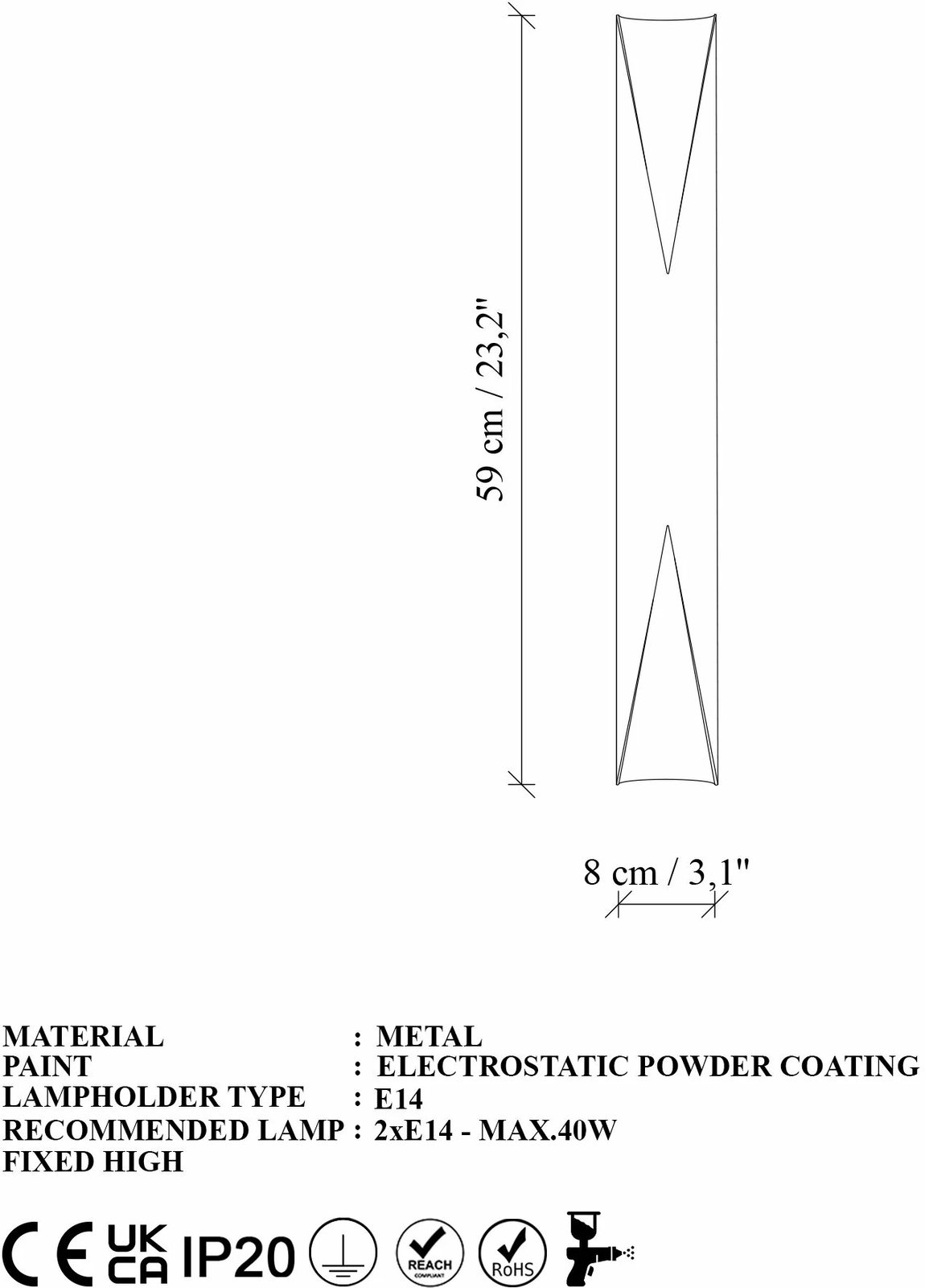 Llambë muri Opviq, Vega - 15366, ngjyrë e zezë