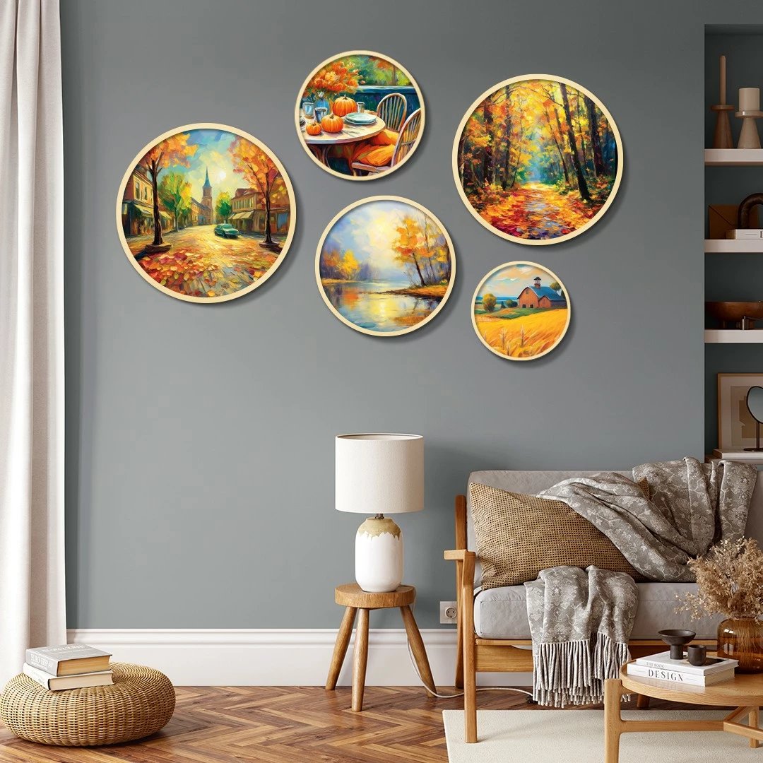 Set pikturash dekorative me kornizë MDF, 5 copë, Wallity, Yats-31