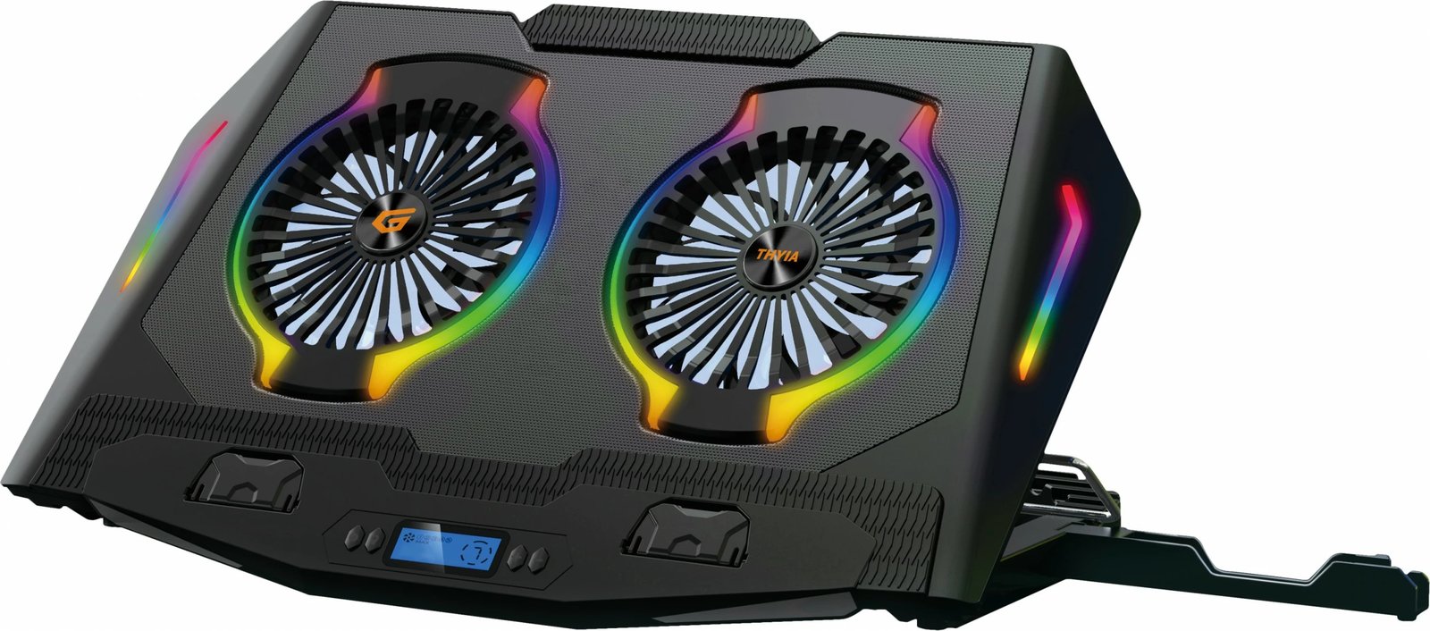 Pad ftohës Conceptronic 2-Fan, USB-A 2.0, RGB, 17 inç, i zi