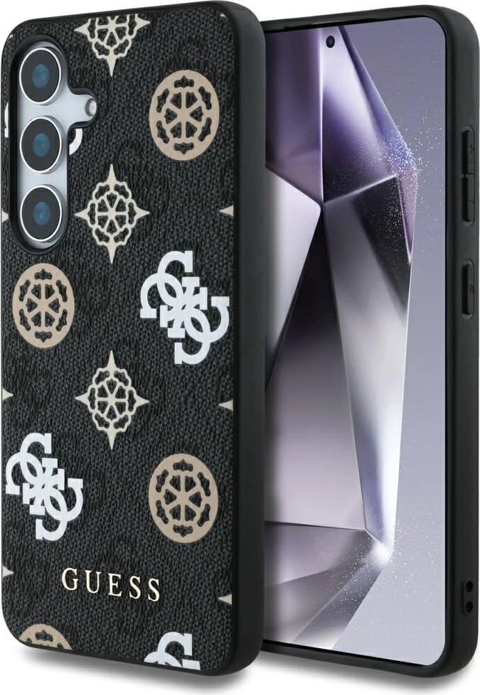 Mbështjellës Guess 4G Printed Colored Peony Pattern MagSafe për Samsung Galaxy S25, i zi Mbështjellës Guess 4G Printed Colored Peony Pattern MagSafe për Samsung Galaxy S25, i zi