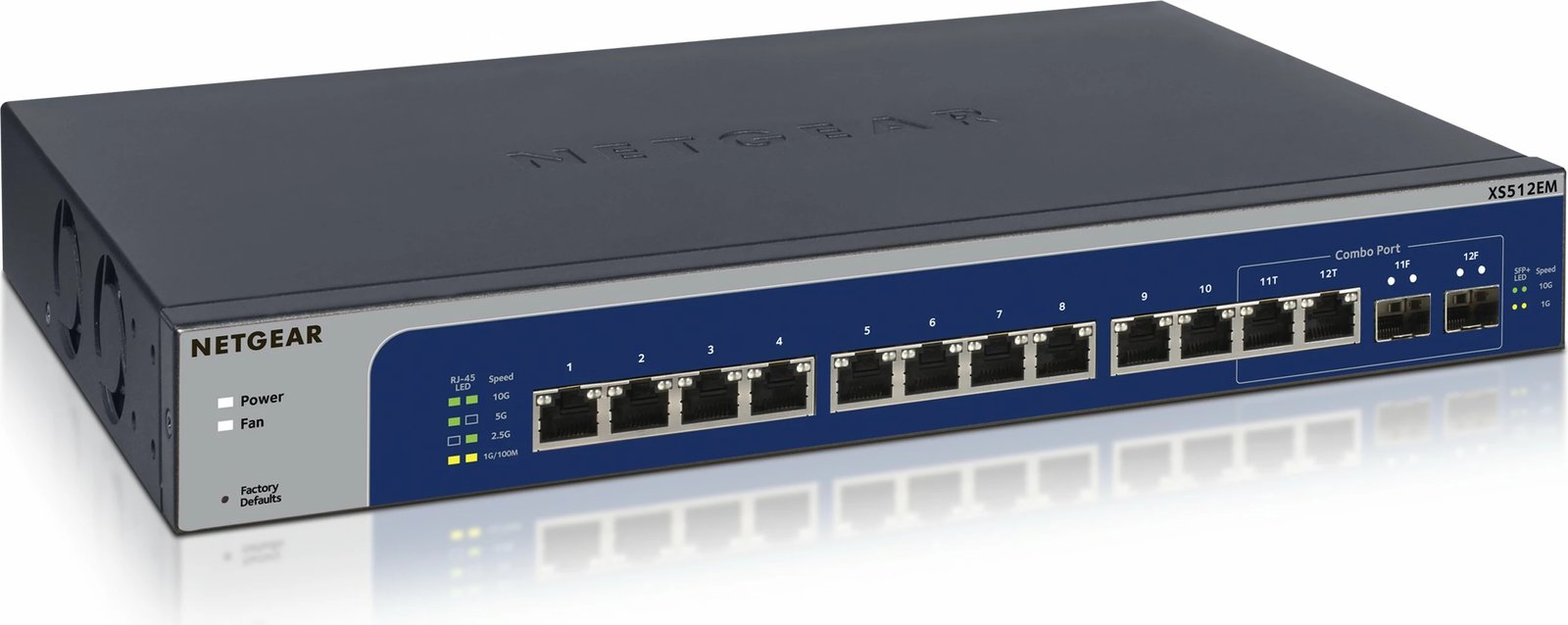 Switch NETGEAR XS512EM, 12 porta 10G, Managed, Rack 1U, blu/gri
