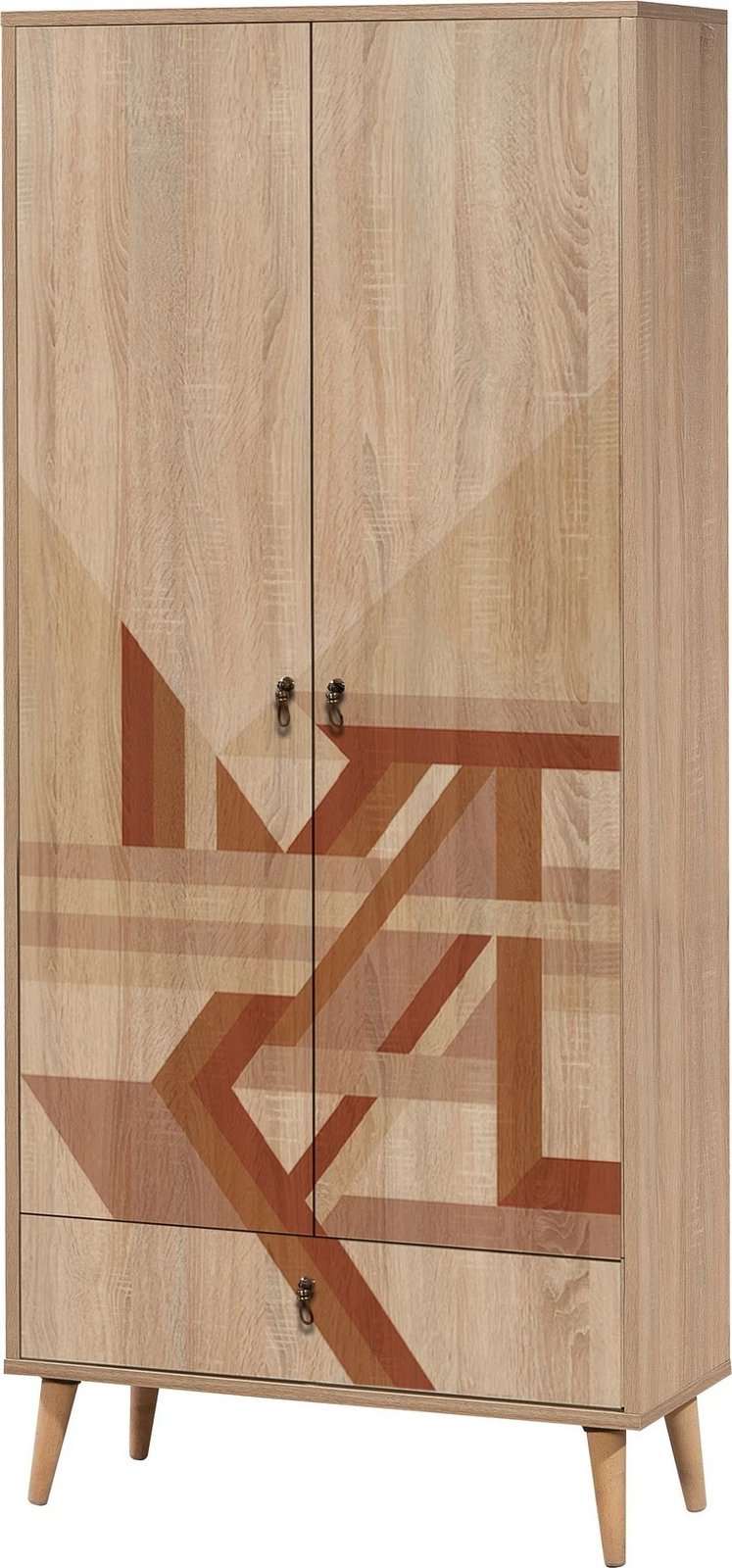 Dollap Hanah Home, City GardropFlow, shumëngjyrësh, me këmbë druri, 80x190x45cm