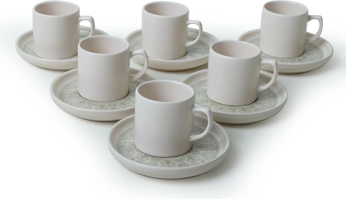 Set filxhanash kafeje (12 copë), Hermia Concept, X00019002, krem mat