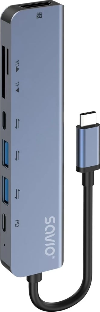 Hub USB-C Savio AK-82, 7 porte, 4K Ultra HD, i zi