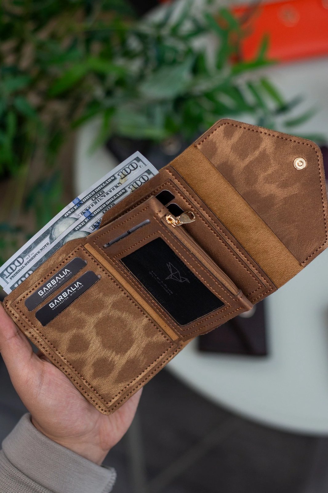 Portofol për gra, Zoozie Bags, ngjyrë ari, leopard