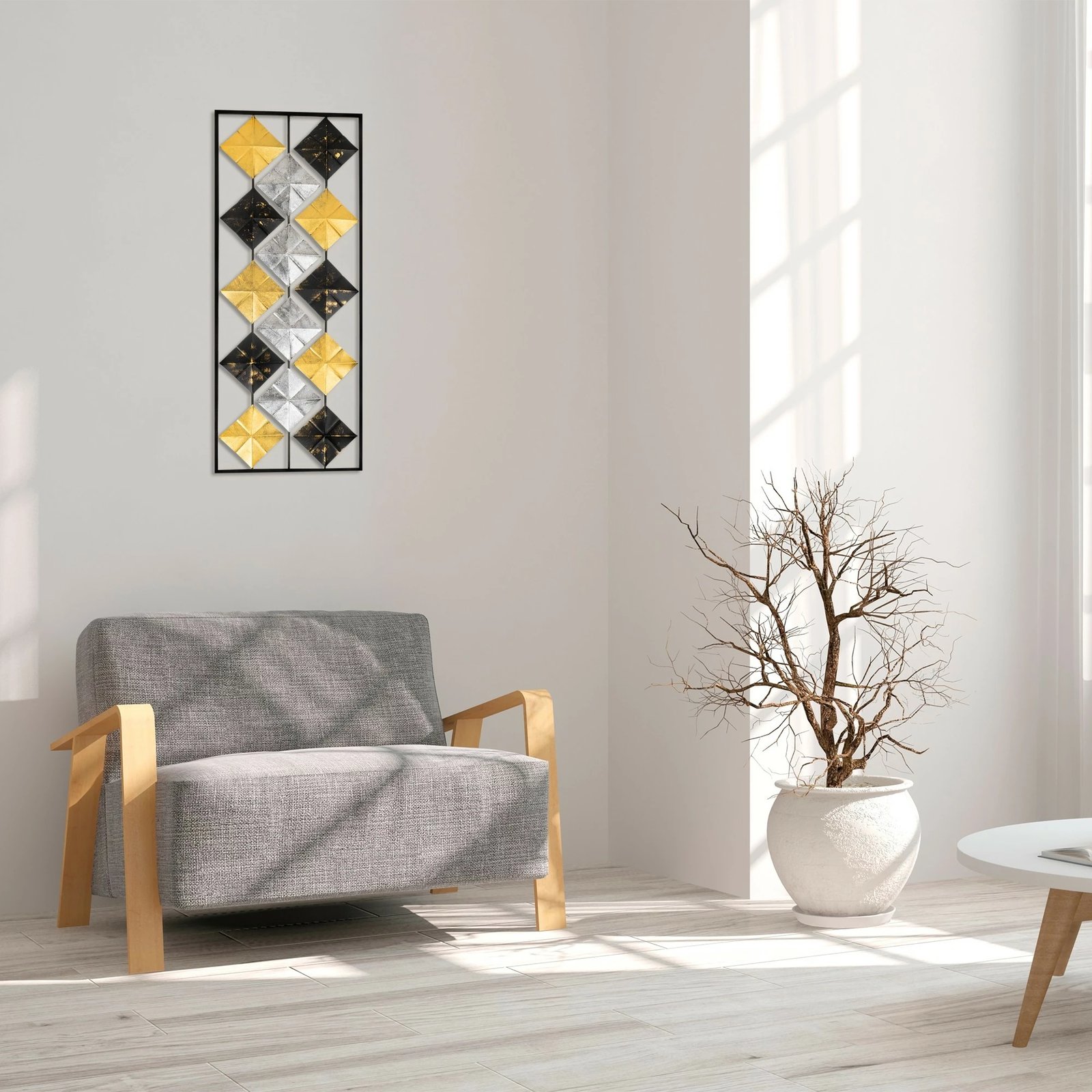 Aksesor dekorativ metalik për mur, Wallity Tesoro, shumëngjyrësh, 38x95cm