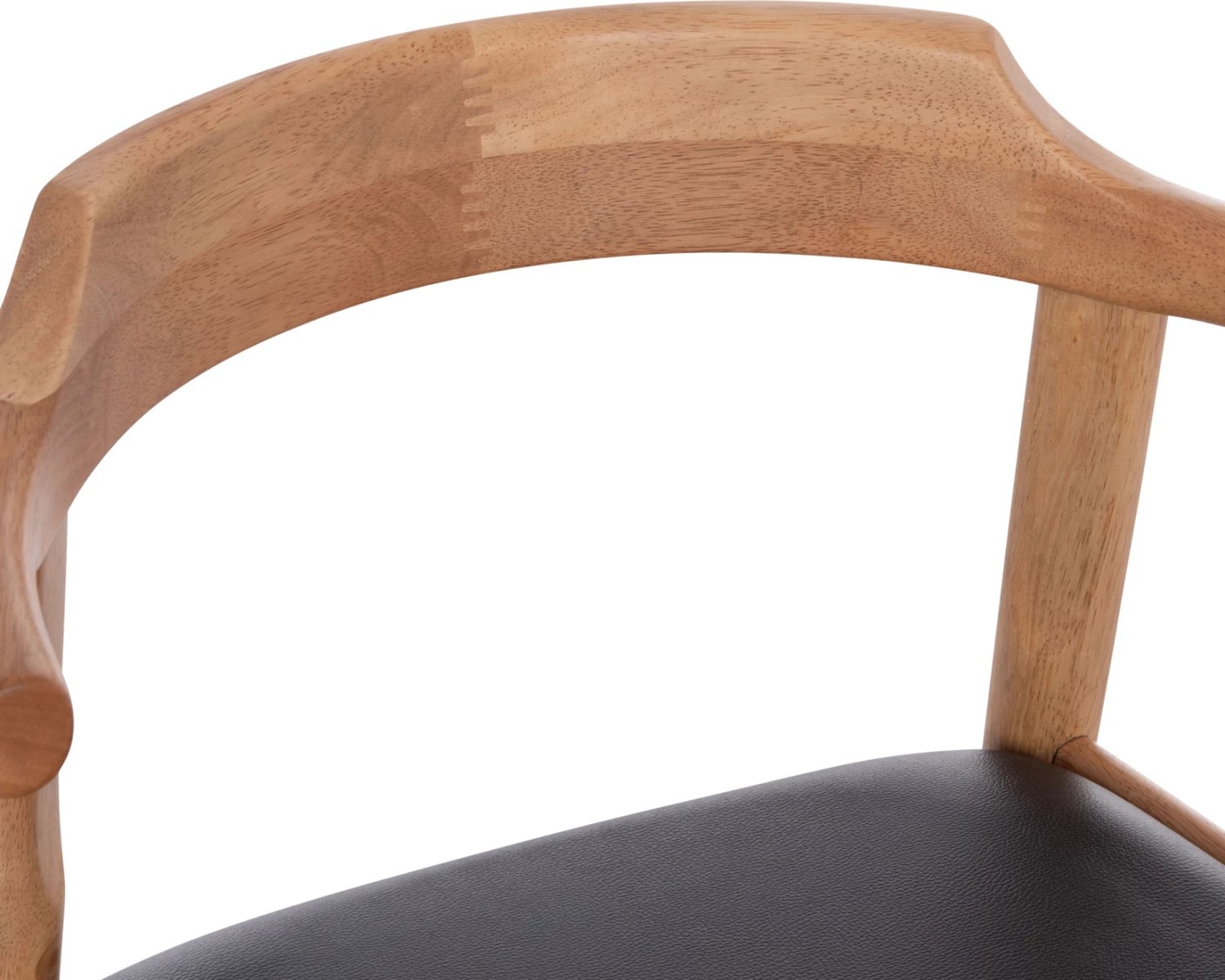 Karrige ngrënieje CERSEI, dru kauçuku, ngjyrë lisi e çelët & ulëse PU e zezë, 57x53x72cm, set prej 2 copash