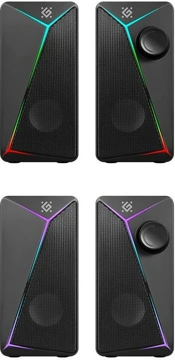 Altoparlantë kompjuteri Defender J5 2.0 6W USB/AUX me LED, të zinj