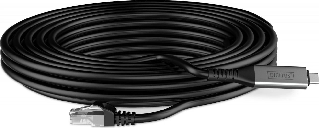 Adapter LAN Digitus AK-300601-050-S, USB-C në RJ45, 5m, Zi