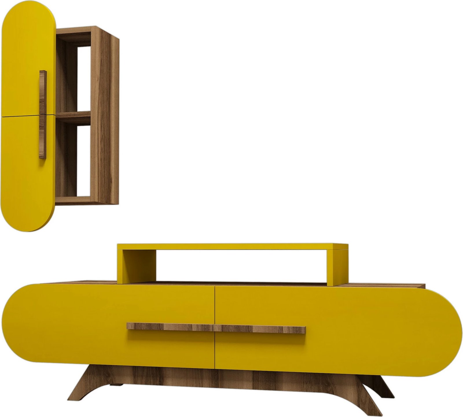 Komodë TV Hanah Home, ngjyrë arrë dhe e verdhë, Rose S