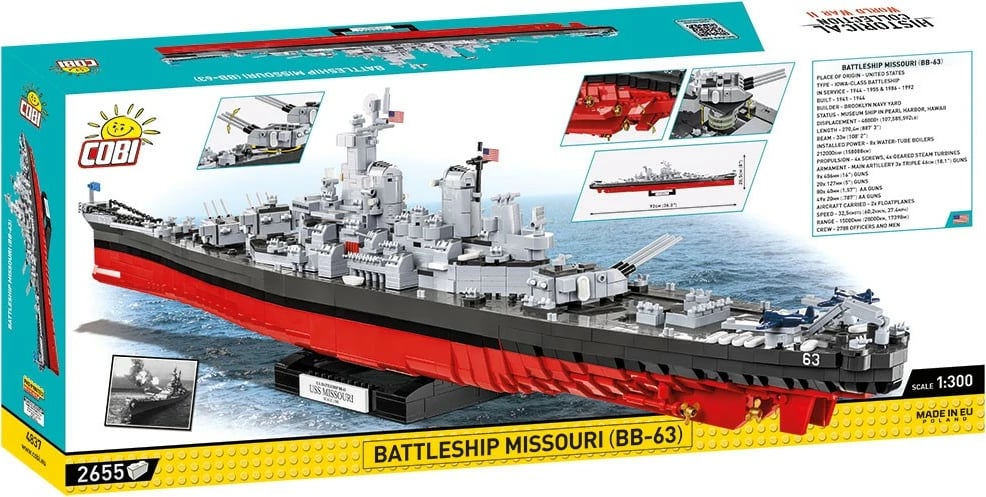 Set blloqesh Cobi Klocki Battleship Missouri BB-63, 2655 pjesë, Historical Collection Set blloqesh Cobi Klocki Battleship Missouri BB-63, 2655 pjesë, Historical Collection