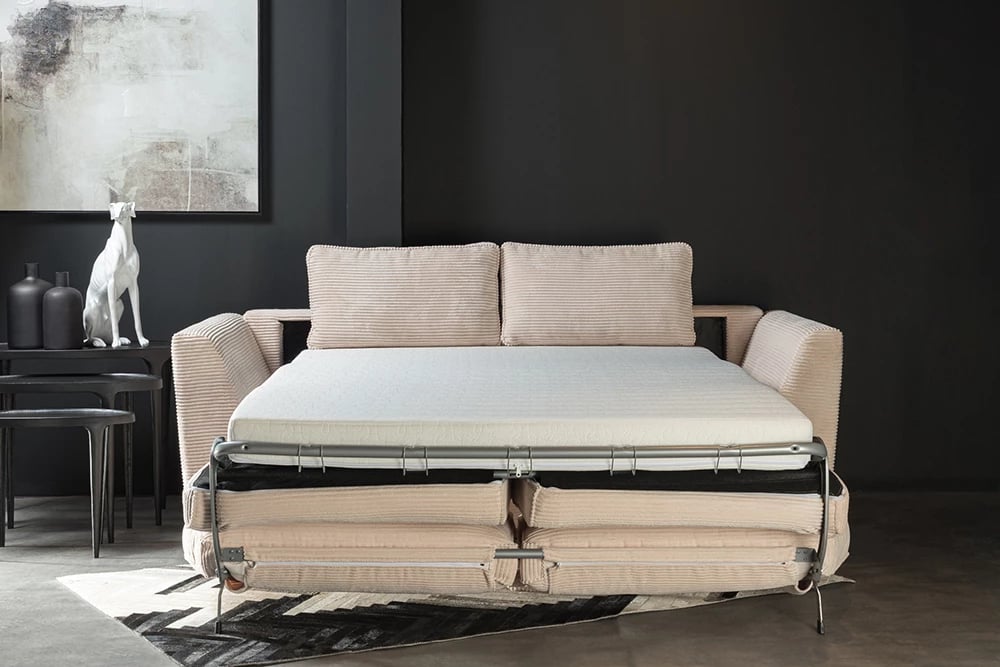 Krevat-sofë COCOON, 3 vende, bezhë Lincoln 03, 208x94x92