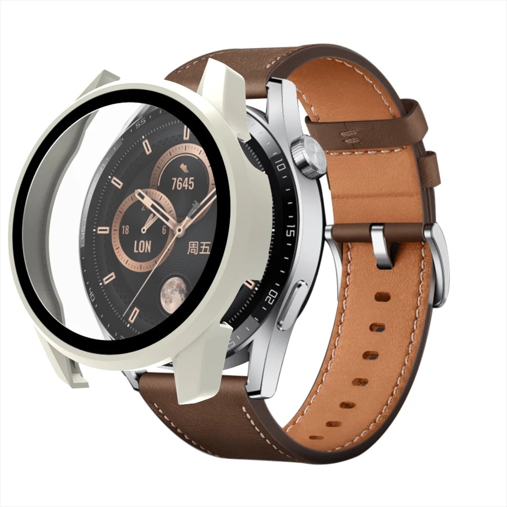 Mbrojtës xhami me kasë Hurtel për Huawei Watch GT3 42mm, Bardhë