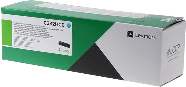 Toner, Lexmark, C332HC0, rendiment deri 2500 faqe, cyan