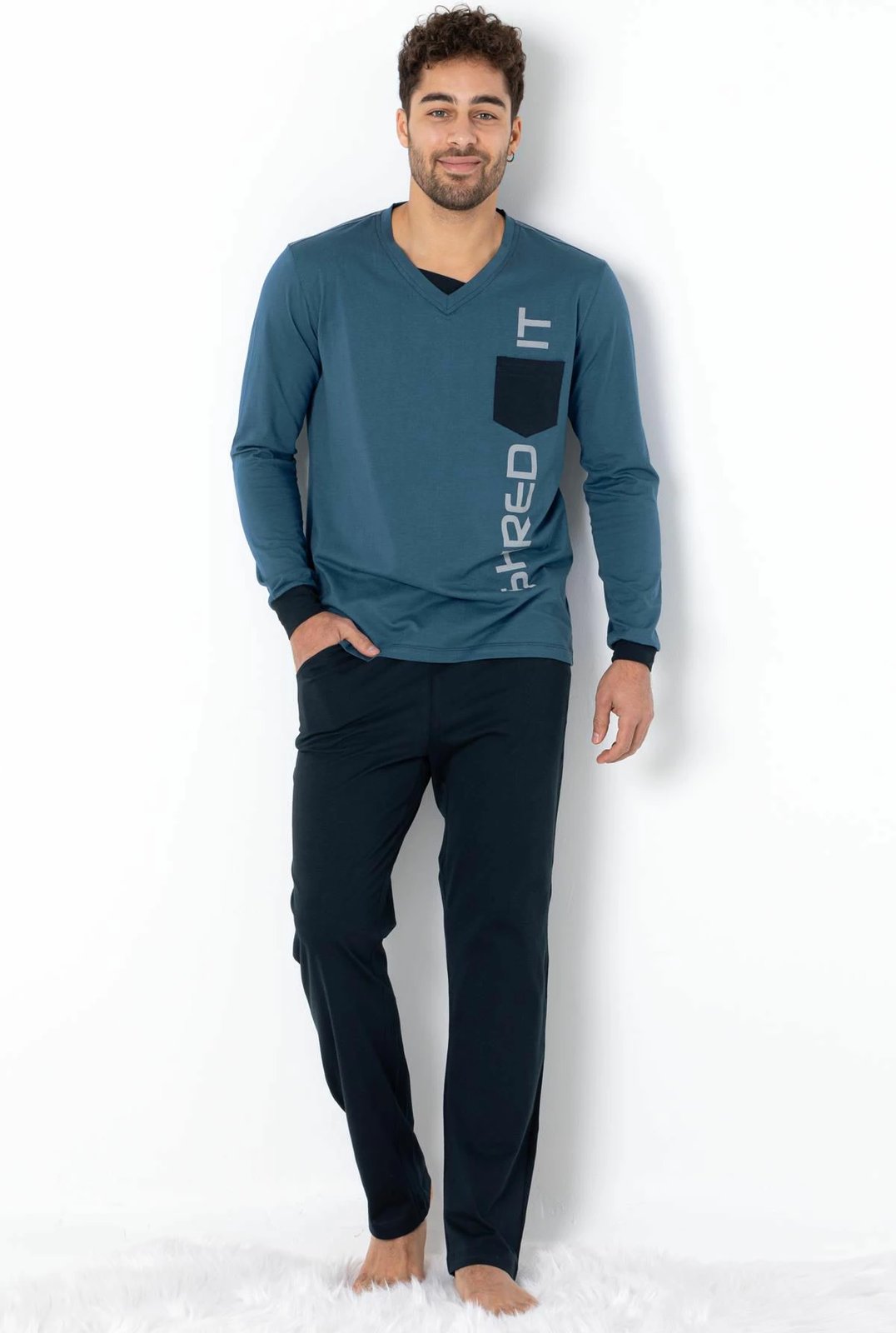 Set pizhamash për burra, Jumeon, 002-000696, ngjyrë e kaltër e errët
