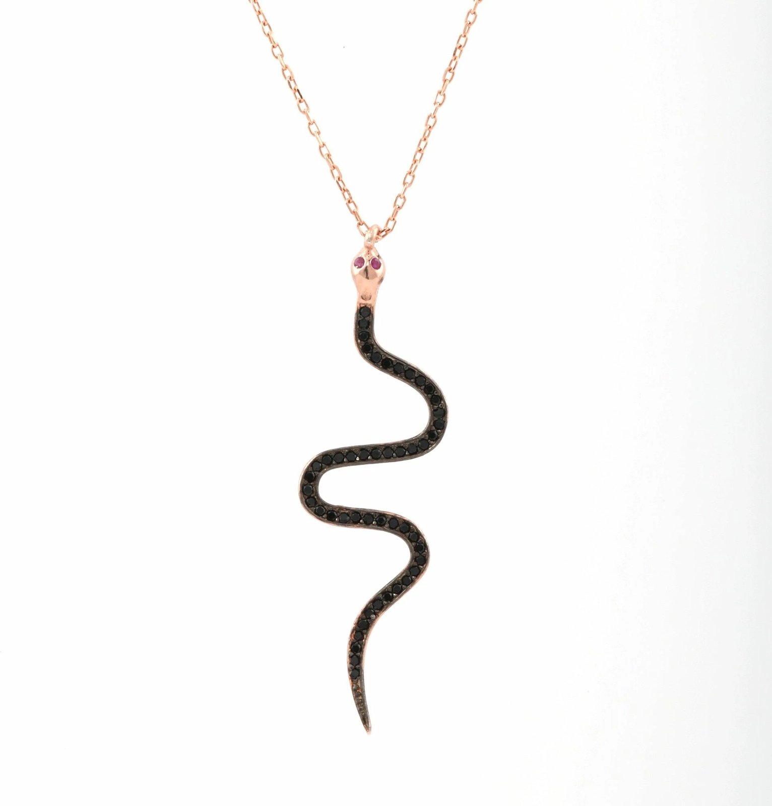 Vathë argjendi, formë gjarpri, ngjyrë rozë ari dhe e zezë, Jumeon 10278SYH