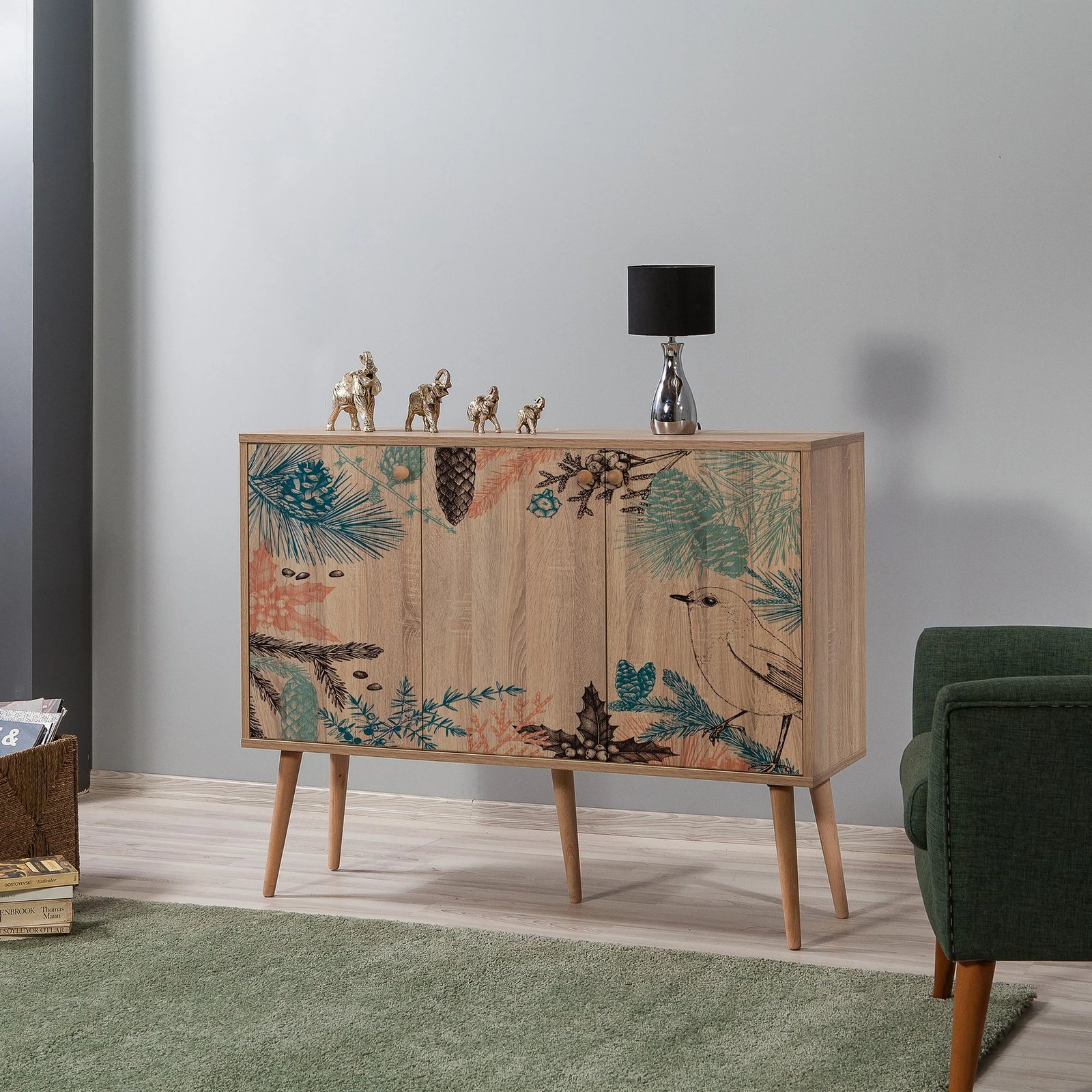 Konsolë Hanah Home, Mega - 730, ngjyrë lisi Sonoma