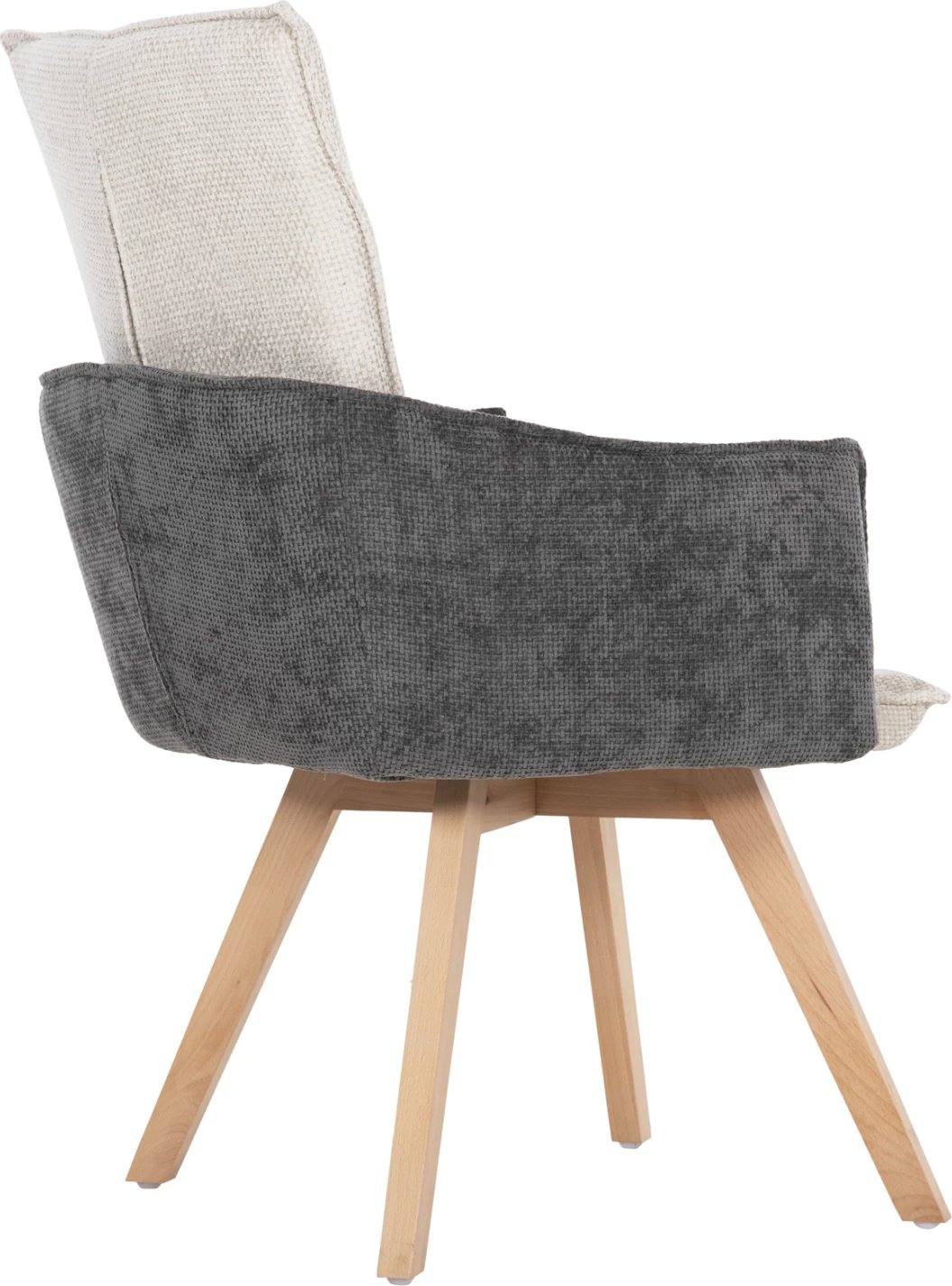 Karrige ngrënieje me krahë REX, FH9847.04, pëlhurë bezhë-gri, këmbë druri ahu, 53x60x93 cm, set prej 2 copë