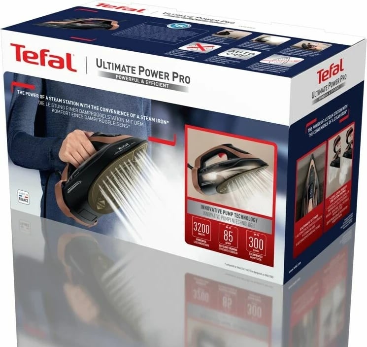 Hekur Tefal Ultimate Power Pro FV9E50, Dry & Steam, 3200 W, Durilium AirGlide Autoclean, Zezë/Bakër